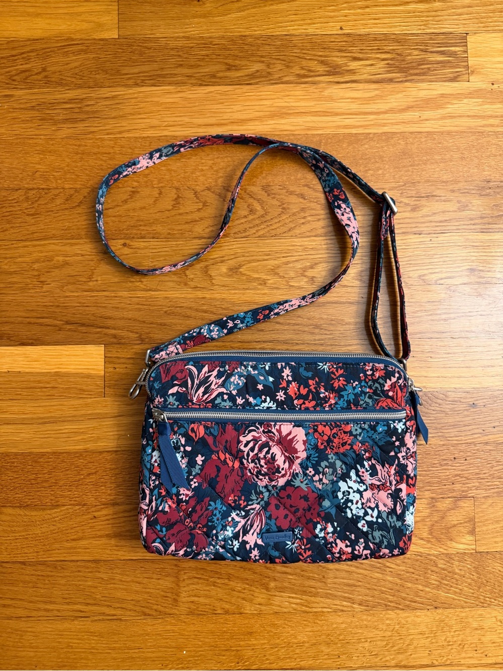 Vera Bradley Performance Twill Triple Compartment Crossbody Purse Cabbage Rose